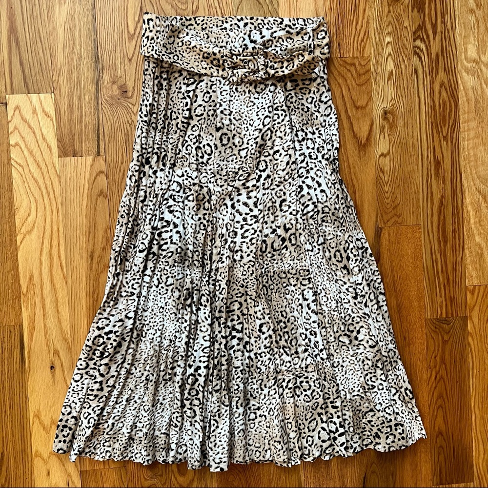 Faithfull The Brand Luda Midi Skirt Animal Print Leopard Brown Silk Small US 4